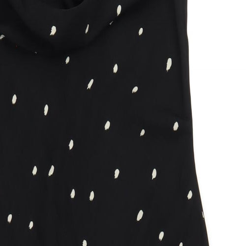 Nasty Gal Womens Black Polka Dot Polyester Bodycon Size 12 Cowl Neck Zip