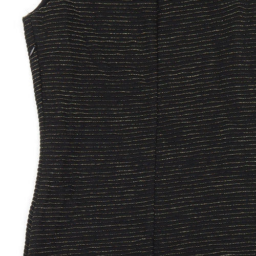Monsoon Womens Black Striped Polyester Bodycon Size 10 Scoop Neck Zip