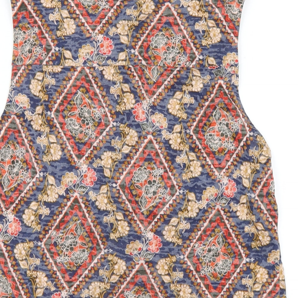 Per Una Womens Multicoloured Geometric Polyester Basic Button-Up Size 10 Round Neck