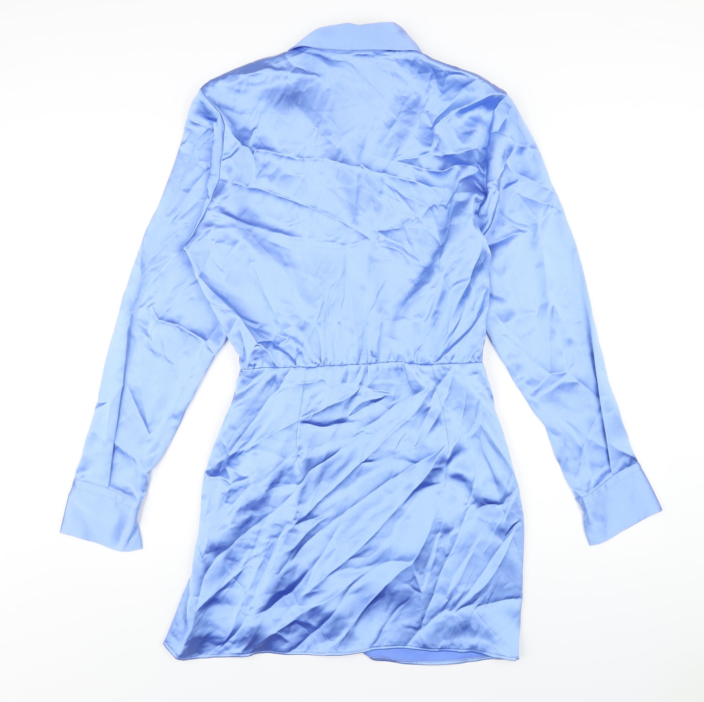 Zara Womens Blue Polyester Bodycon Size S Collared Zip