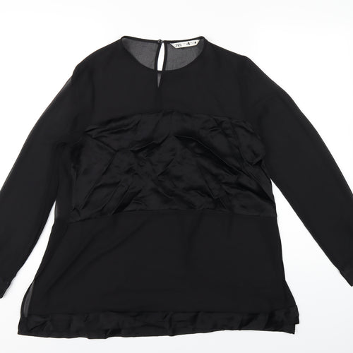 Zara Womens Black Polyester Basic T-Shirt Size XS Round Neck