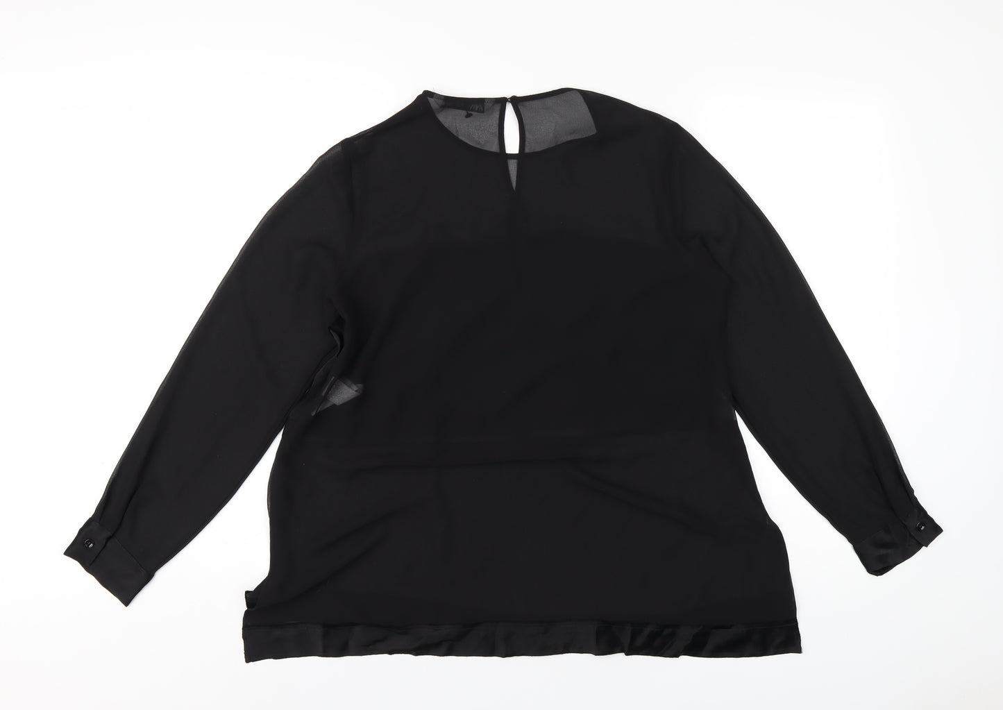 Zara Womens Black Polyester Basic T-Shirt Size XS Round Neck