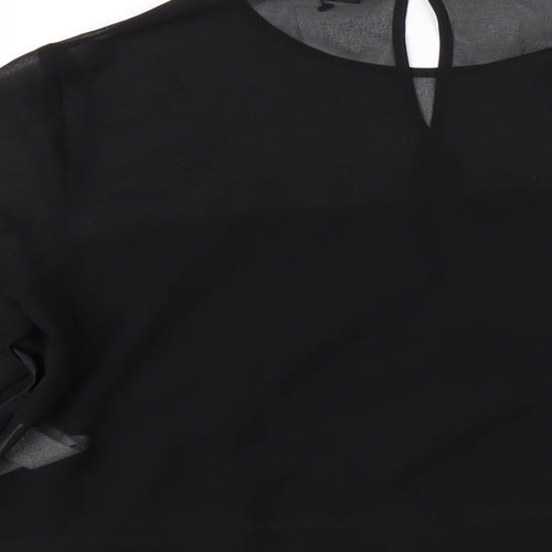 Zara Womens Black Polyester Basic T-Shirt Size XS Round Neck