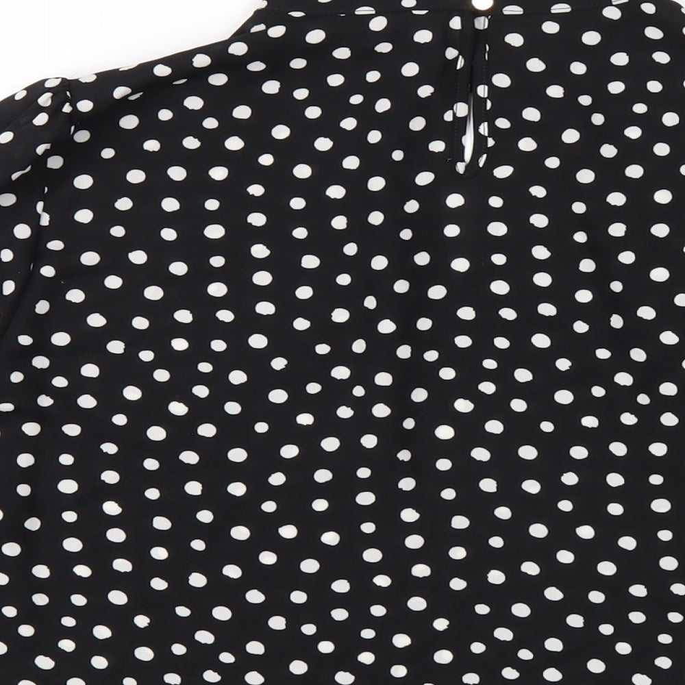 Dorothy Perkins Womens Black Polka Dot Polyester Basic Blouse Size 10 Round Neck