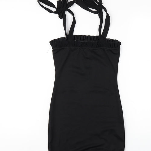 PRETTYLITTLETHING Womens Black Polyester Bodycon Size 8 Square Neck Pullover