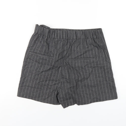 Bershka Womens Grey Striped Polyester Skort Skirt Size L Zip