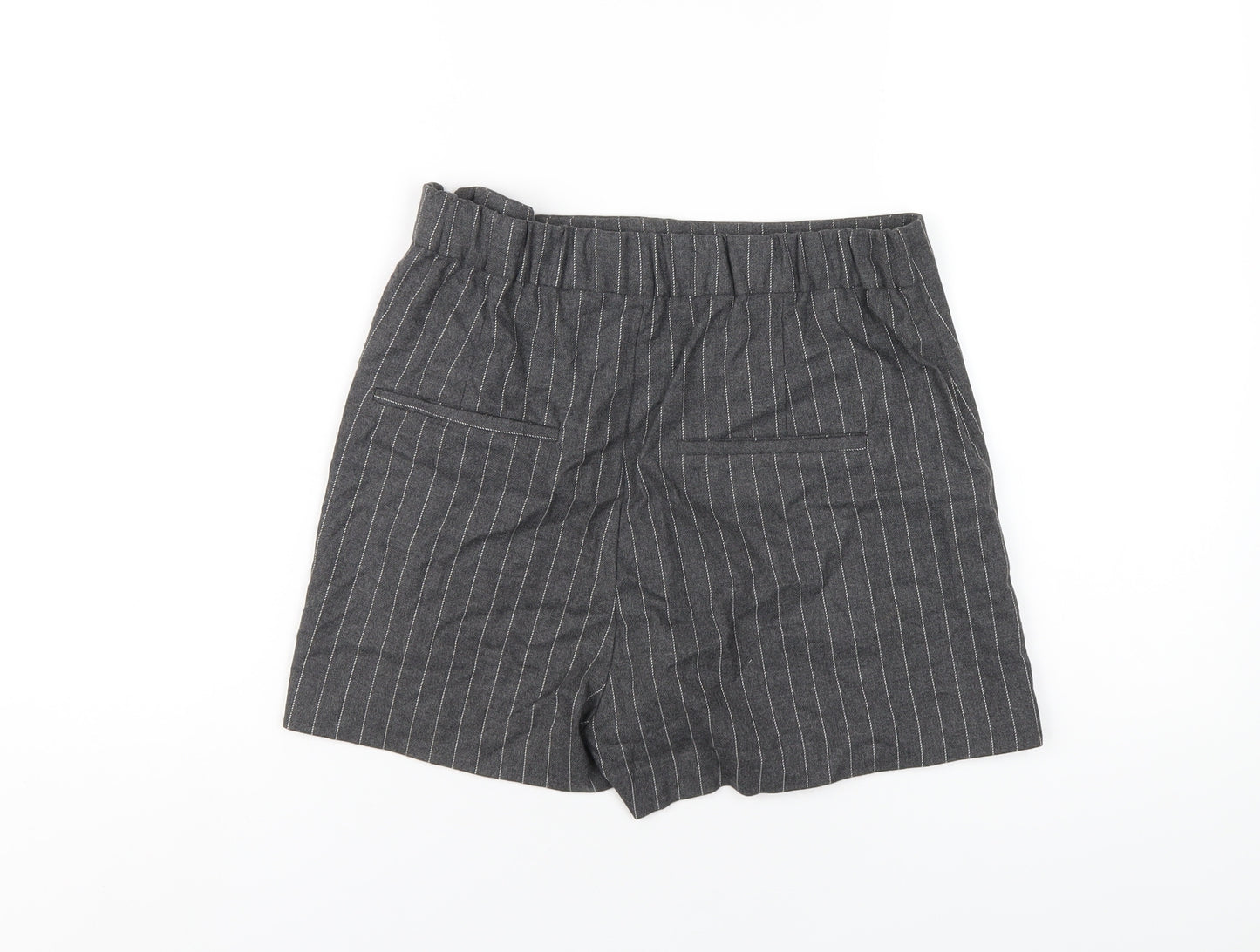 Bershka Womens Grey Striped Polyester Skort Skirt Size L Zip