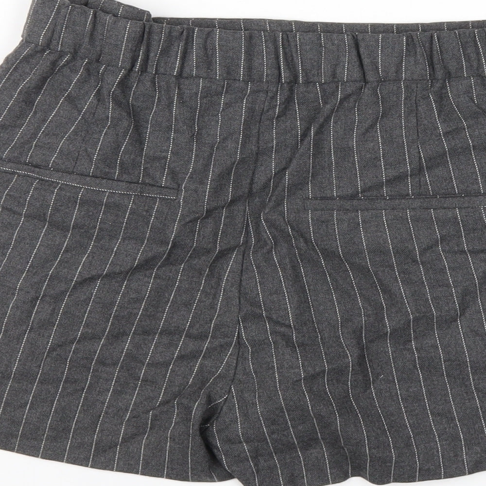 Bershka Womens Grey Striped Polyester Skort Skirt Size L Zip