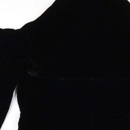 Zara Womens Black Polyester A-Line Size L Round Neck Zip - Cold Shoulder
