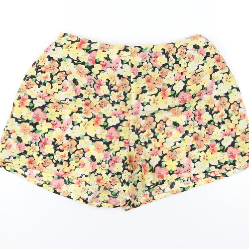 Gold Womens Multicoloured Floral Polyester Basic Shorts Size 10 Regular Pull On