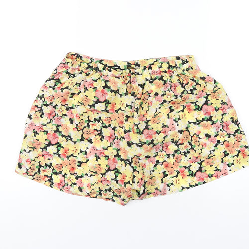 Gold Womens Multicoloured Floral Polyester Basic Shorts Size 10 Regular Pull On