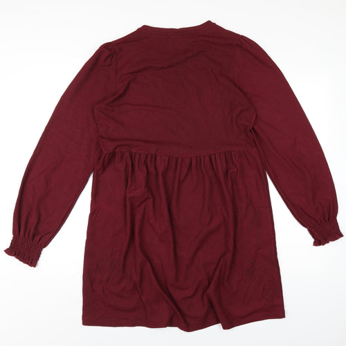 New Look Womens Red Polyester A-Line Size 10 Round Neck Pullover