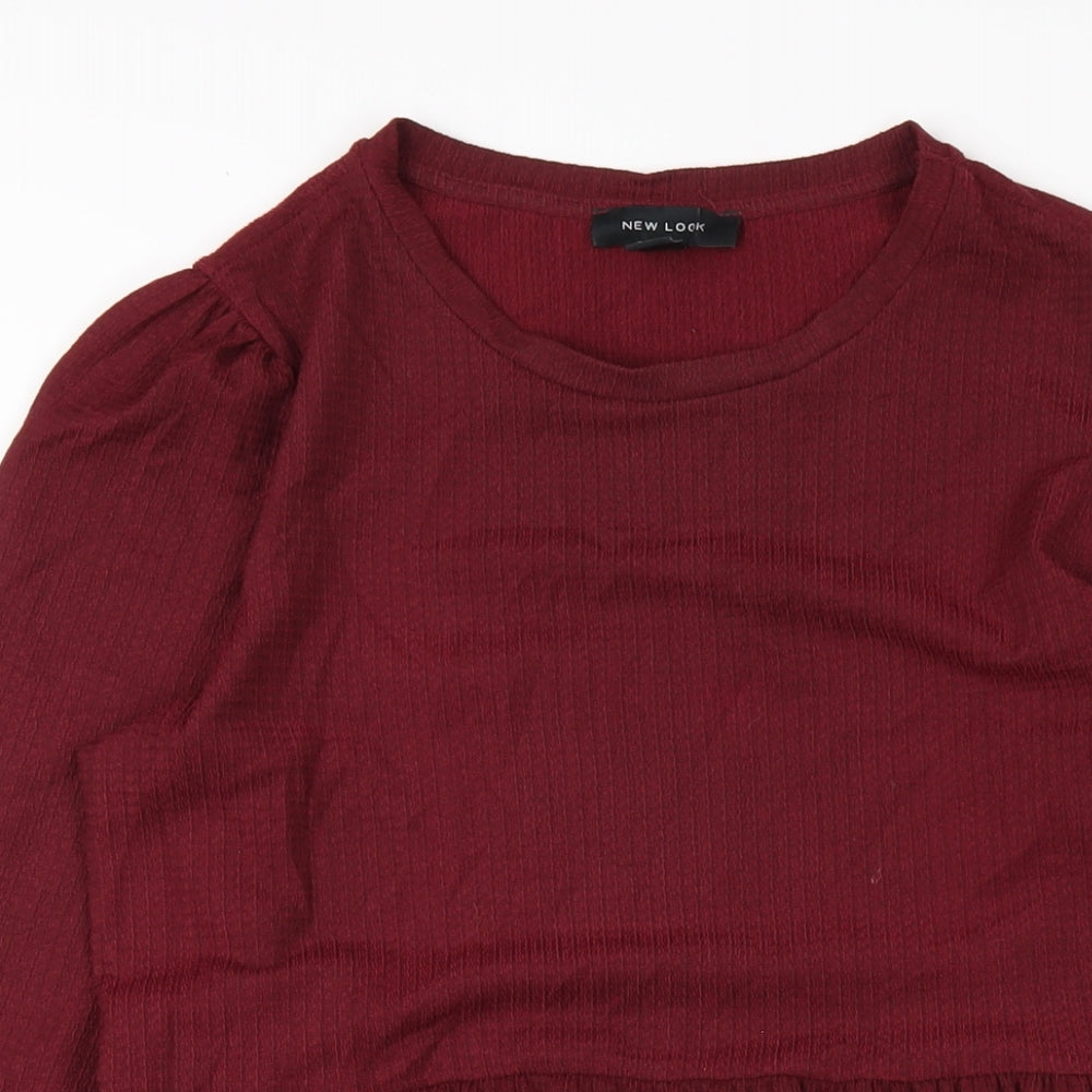 New Look Womens Red Polyester A-Line Size 10 Round Neck Pullover