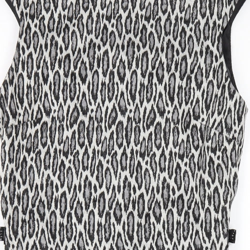 Precis Womens Grey Animal Print Polyester Pencil Dress Size 12 Round Neck Zip