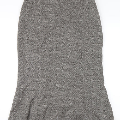 Hobbs Womens Brown Wool A-Line Skirt Size 14 Zip