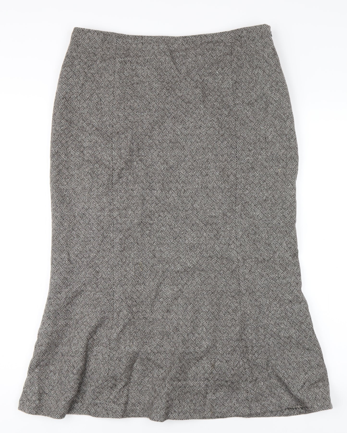 Hobbs Womens Brown Wool A-Line Skirt Size 14 Zip