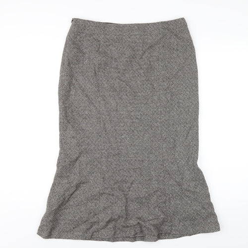 Hobbs Womens Brown Wool A-Line Skirt Size 14 Zip