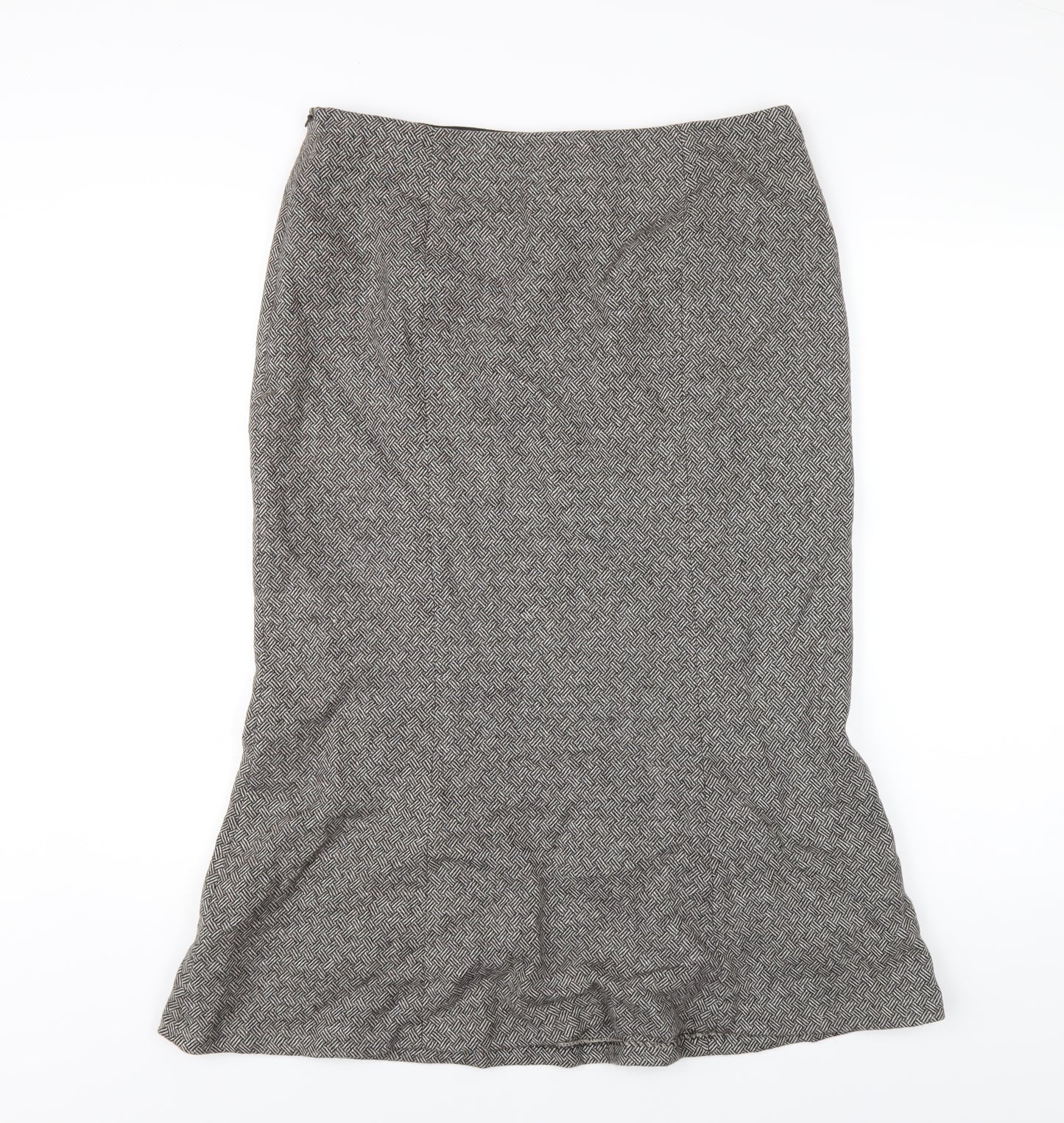 Hobbs Womens Brown Wool A-Line Skirt Size 14 Zip