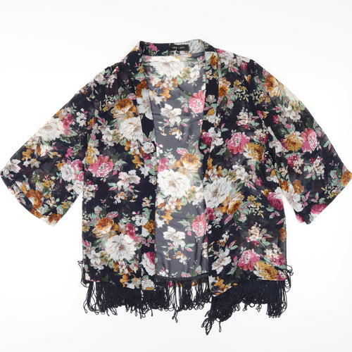 New Look Womens Blue Floral Polyester Kimono Tank Size 10 V-Neck