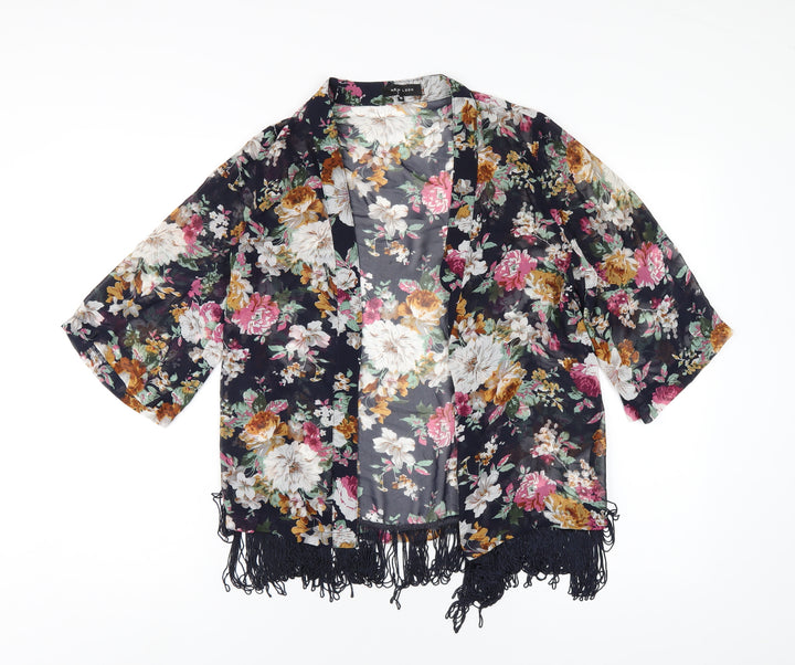 New Look Womens Blue Floral Polyester Kimono Tank Size 10 V-Neck