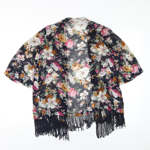 New Look Womens Blue Floral Polyester Kimono Tank Size 10 V-Neck