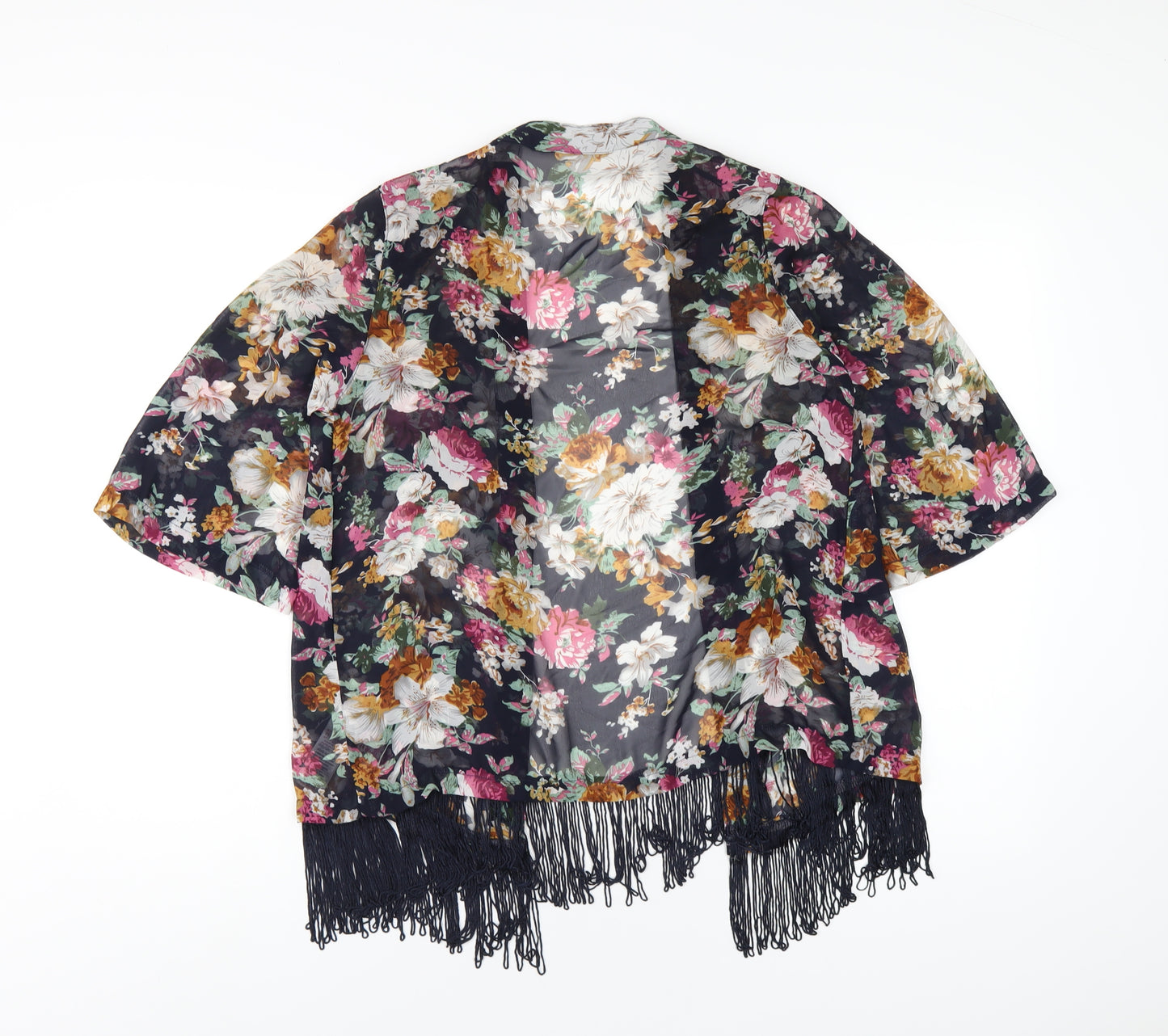 New Look Womens Blue Floral Polyester Kimono Tank Size 10 V-Neck