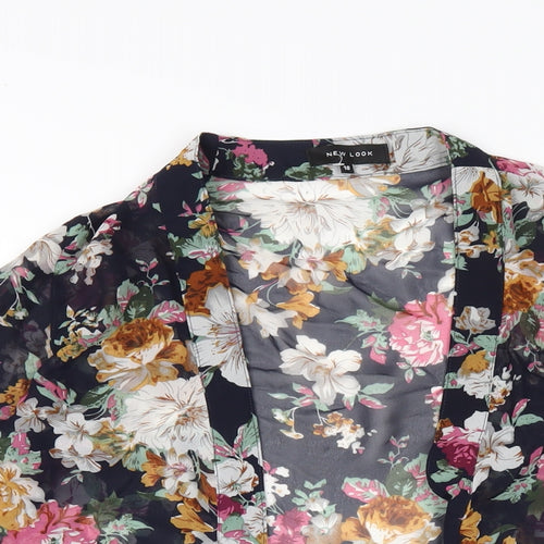New Look Womens Blue Floral Polyester Kimono Tank Size 10 V-Neck