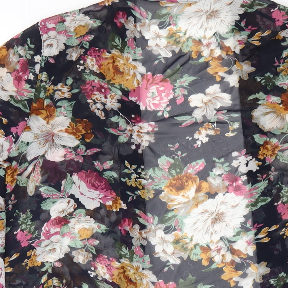 New Look Womens Blue Floral Polyester Kimono Tank Size 10 V-Neck
