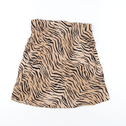 New Look Womens Brown Animal Print Viscose A-Line Skirt Size 8