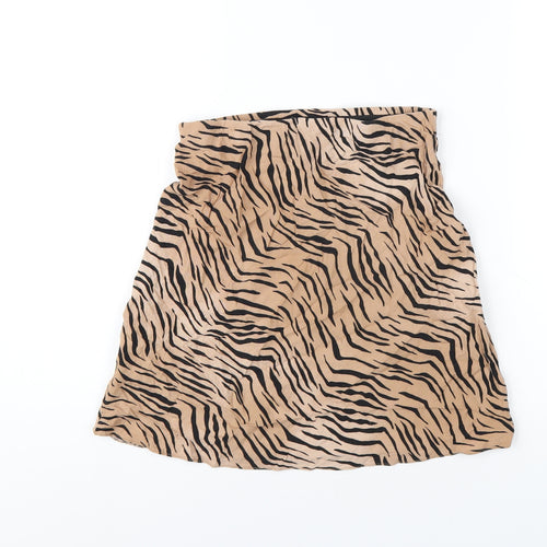 New Look Womens Brown Animal Print Viscose A-Line Skirt Size 8