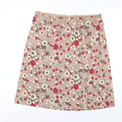 White Stuff Womens Multicoloured Geometric Cotton A-Line Skirt Size 16 Zip