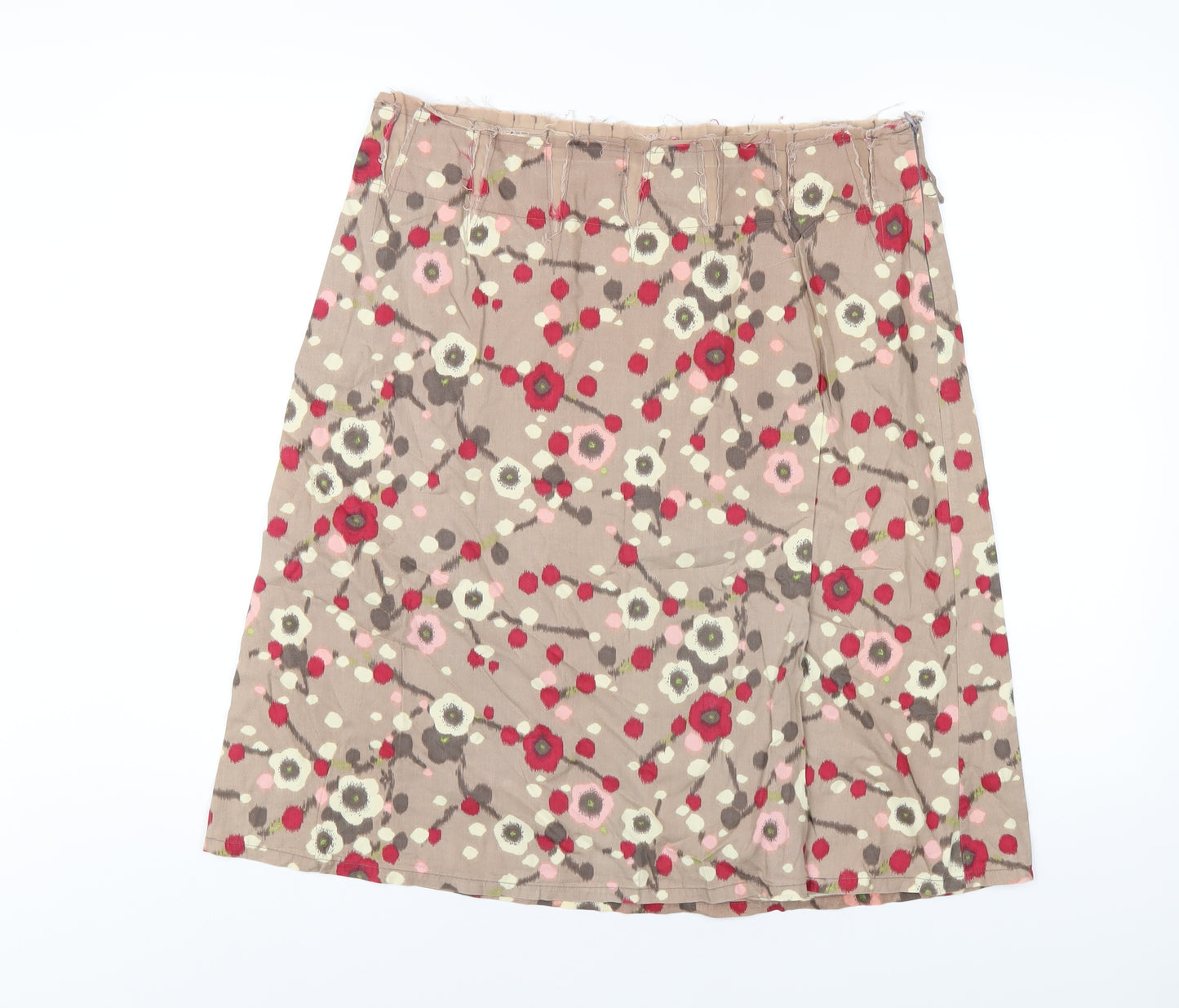 White Stuff Womens Multicoloured Geometric Cotton A-Line Skirt Size 16 Zip