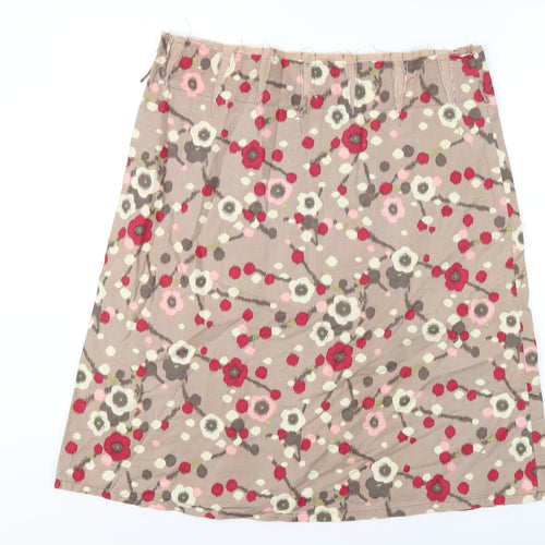 White Stuff Womens Multicoloured Geometric Cotton A-Line Skirt Size 16 Zip