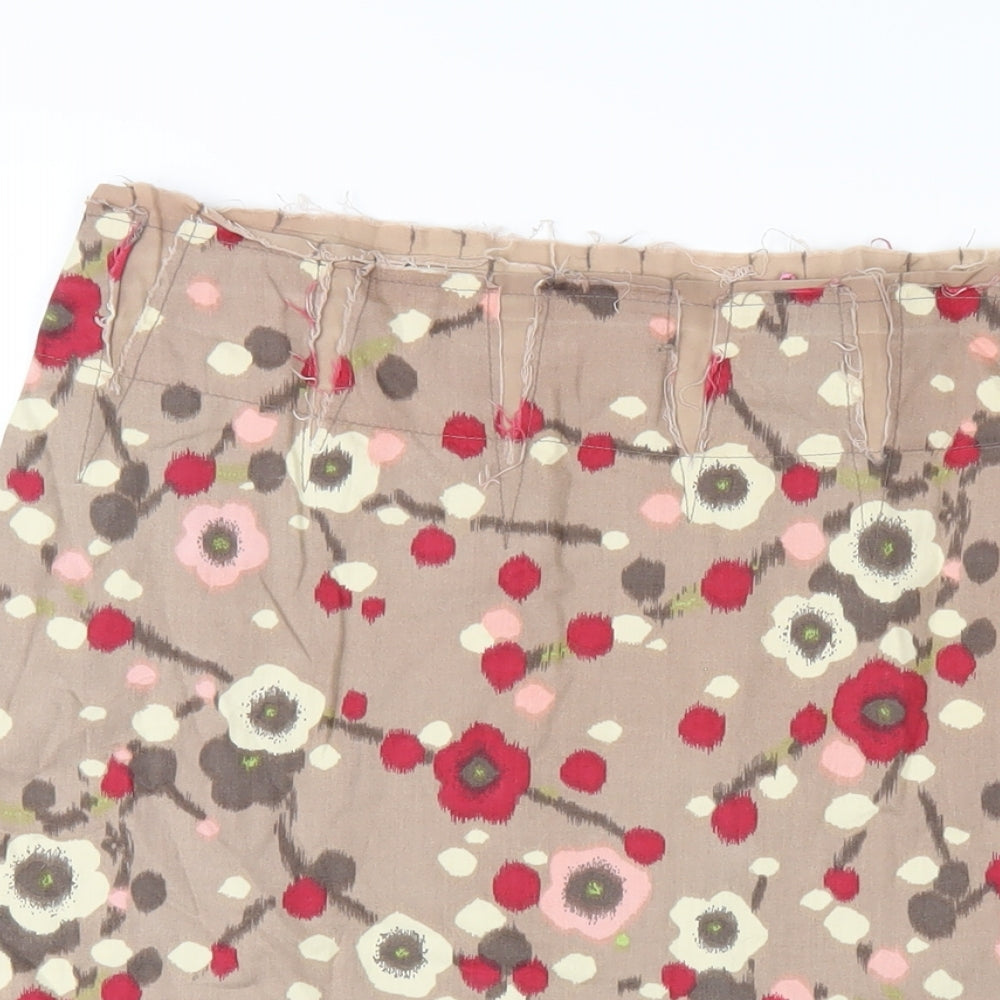 White Stuff Womens Multicoloured Geometric Cotton A-Line Skirt Size 16 Zip