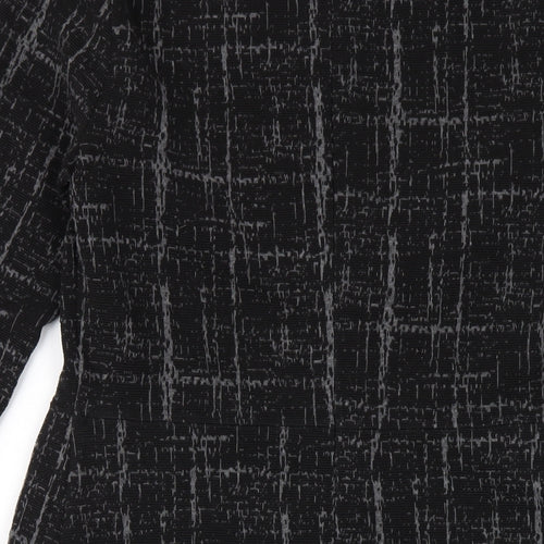 NEXT Womens Black Geometric Polyester Pencil Dress Size 12 Round Neck Zip