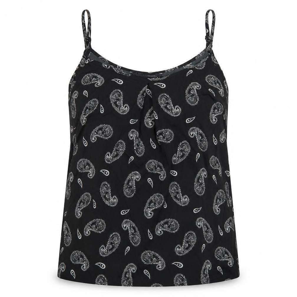 Capsule Womens Black Paisley Polyester Camisole T-Shirt Size 20 Round Neck