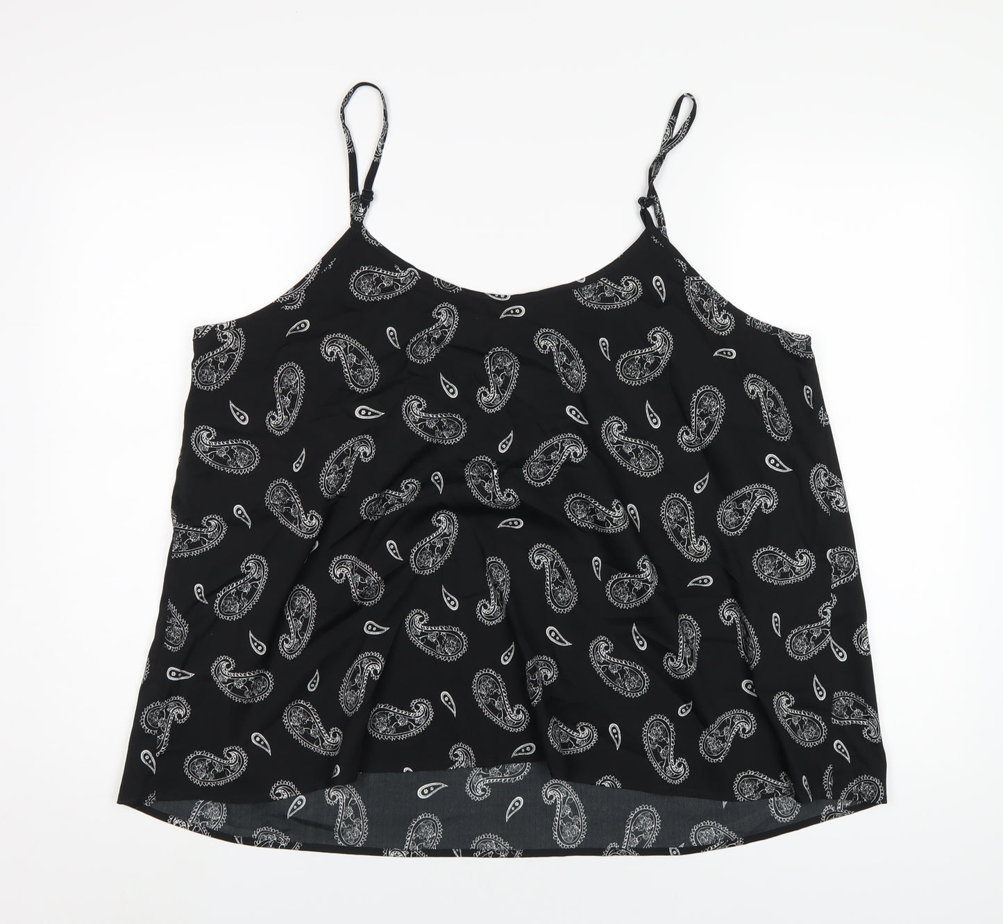 Capsule Womens Black Paisley Polyester Camisole T-Shirt Size 20 Round Neck