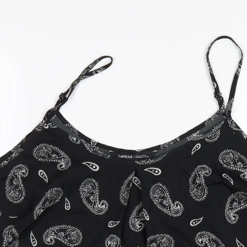 Capsule Womens Black Paisley Polyester Camisole T-Shirt Size 20 Round Neck