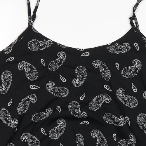 Capsule Womens Black Paisley Polyester Camisole T-Shirt Size 20 Round Neck