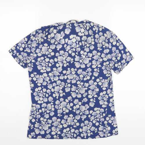 Jackpot Womens Blue Geometric Viscose Basic T-Shirt Size L Round Neck