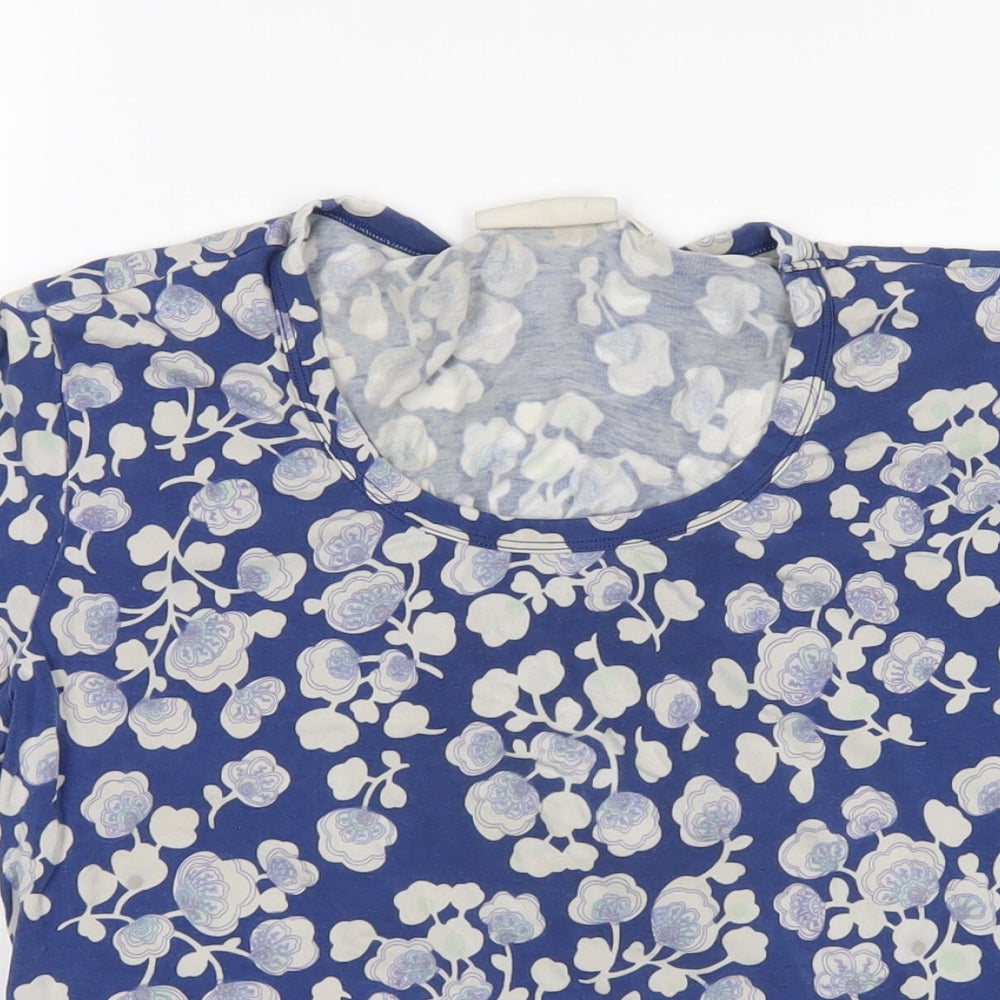 Jackpot Womens Blue Geometric Viscose Basic T-Shirt Size L Round Neck