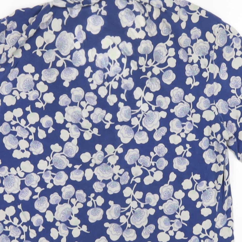 Jackpot Womens Blue Geometric Viscose Basic T-Shirt Size L Round Neck