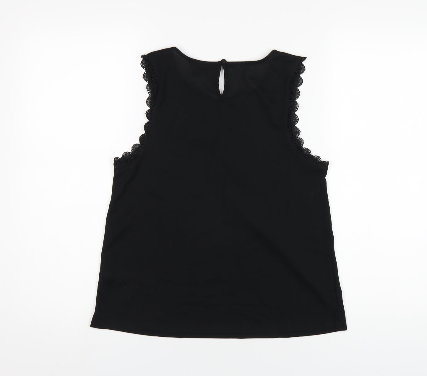 Topshop Womens Black Polyester Basic T-Shirt Size 10 Round Neck