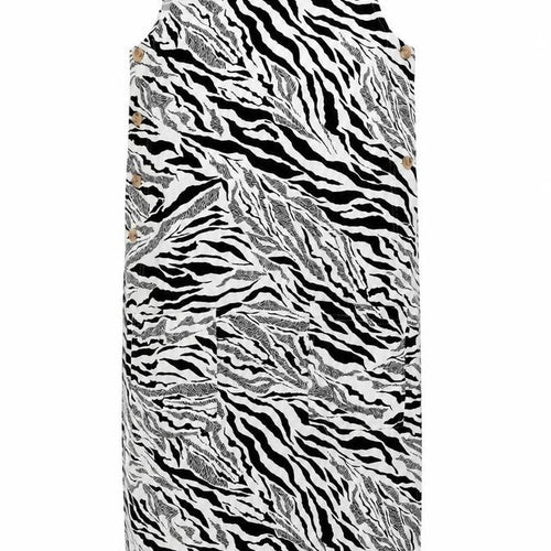 Marks and Spencer Womens White Animal Print Linen Shift Size 6 Round Neck Button - Zebra Print