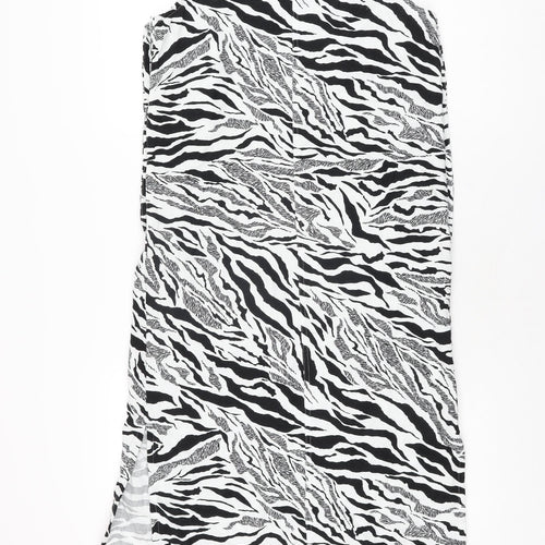 Marks and Spencer Womens White Animal Print Linen Shift Size 6 Round Neck Button