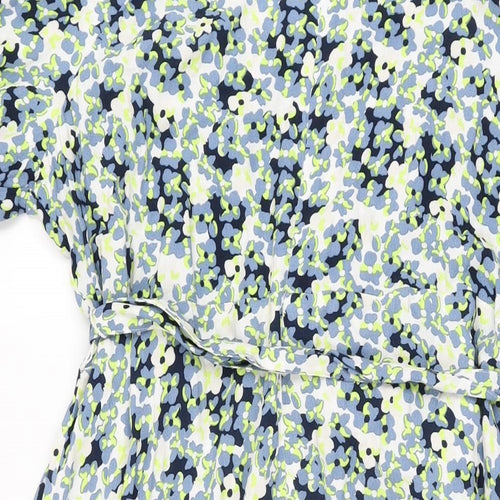Marks and Spencer Womens White Floral Viscose A-Line Size 20 Square Neck Zip