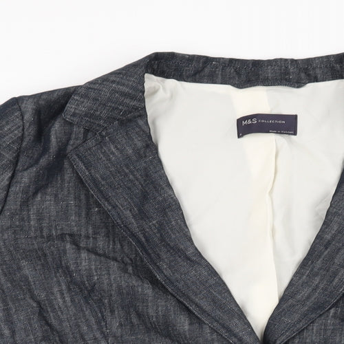 Marks and Spencer Womens Grey Jacket Blazer Size 16 Button