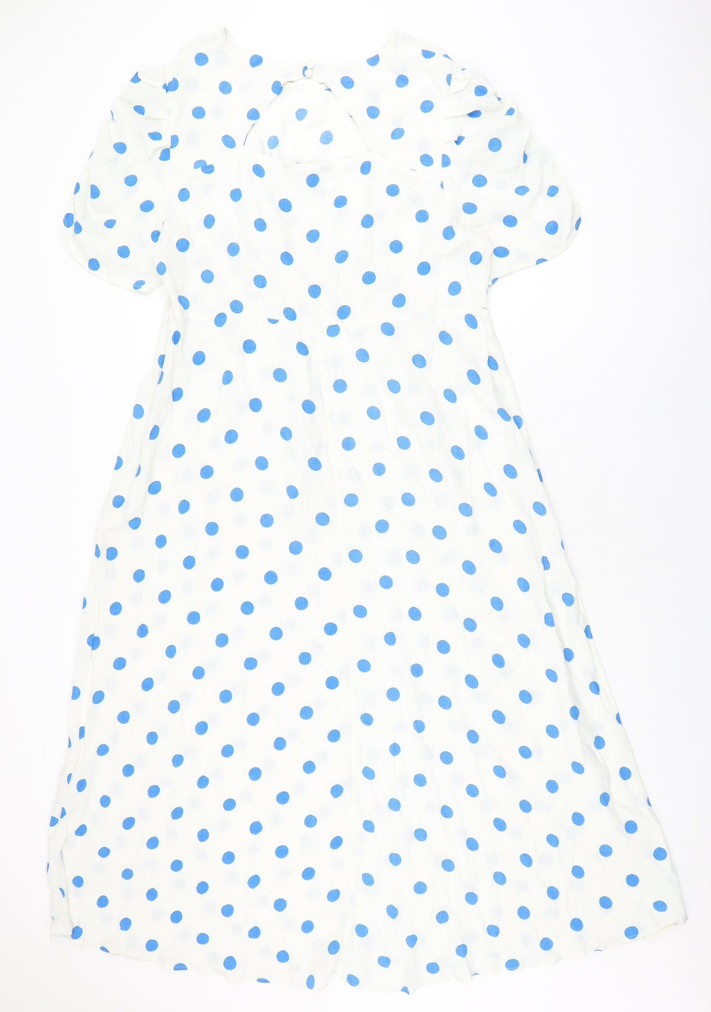 Marks and Spencer Womens White Polka Dot Viscose A-Line Size 18 Round Neck Button