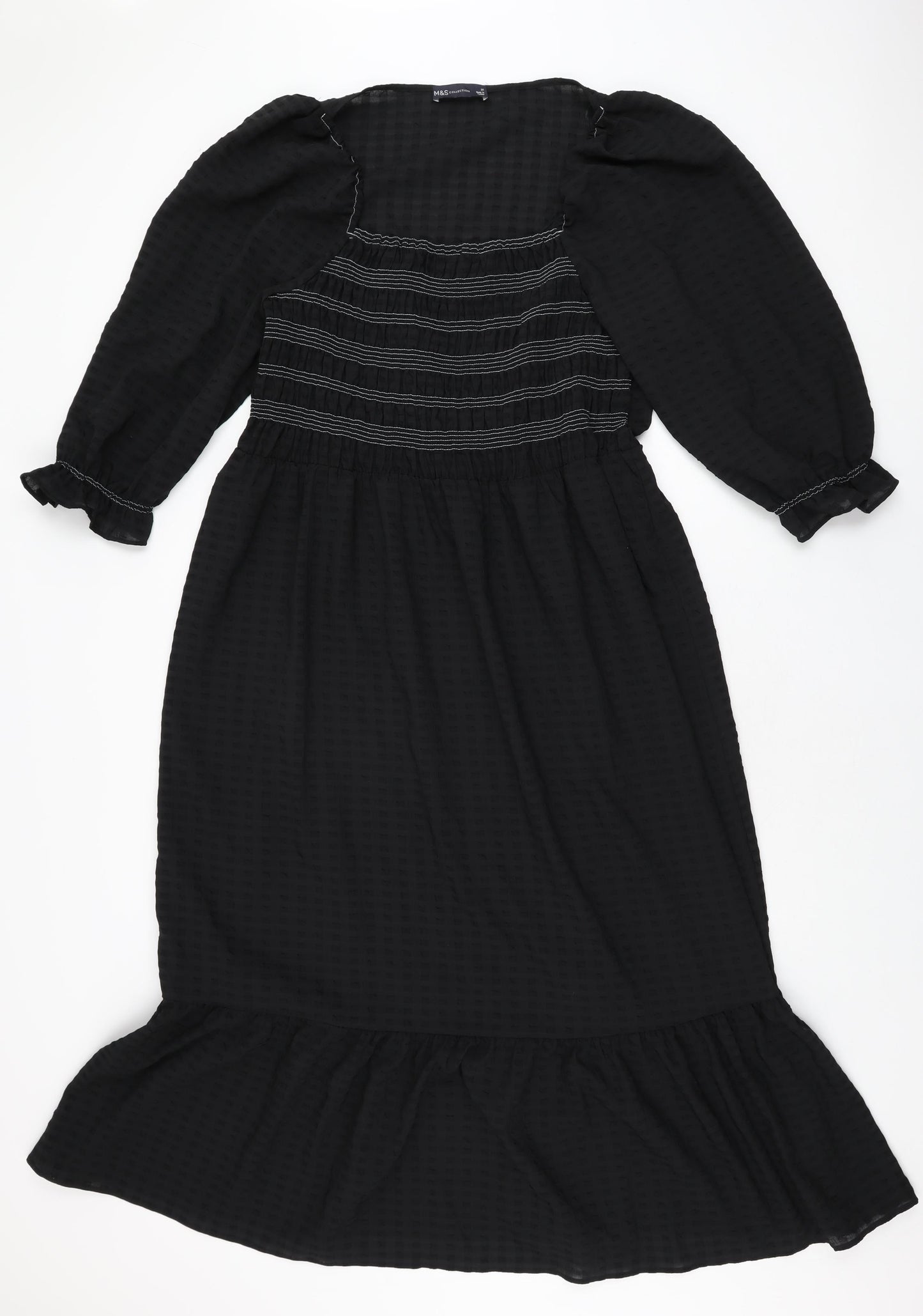 Marks and Spencer Womens Black Polyester A-Line Size 20 Square Neck Pullover