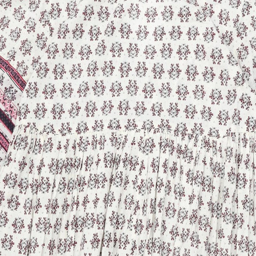 Per Una Womens Ivory Floral Cotton A-Line Size S V-Neck Pullover
